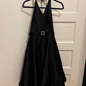 Alex Evenings Black Sleeveless Halter Fit and Flare Dress